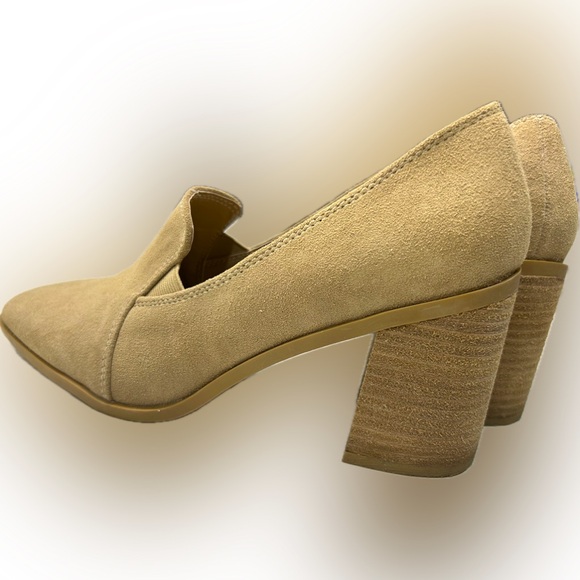 EUC Joie SZ 8.5M “Wevenly Marl” tan block heel loafer, beige suede 100% leather - Picture 3 of 9